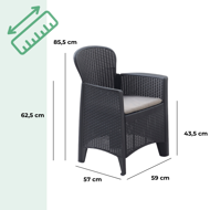 Zahradní set AKITA, 3-dílný, antracitová