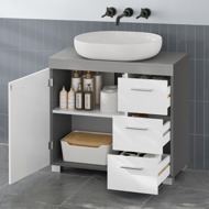 Skříňka pod umyvadlo IVY, 30x70x64 cm, bílá/šedá