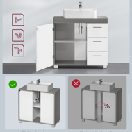 Skříňka pod umyvadlo IVY, 30x70x64 cm, bílá/šedá