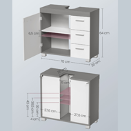 Skříňka pod umyvadlo IVY, 30x70x64 cm, bílá/šedá