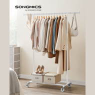 Stojan na oblečení INEZ na kolečkách, max.90kg, 83,5x45x160cm, bílá