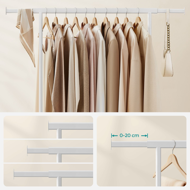 Stojan na oblečení INEZ na kolečkách, max.90kg, 83,5x45x160cm, bílá