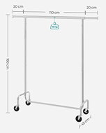 Stojan na oblečení IRENE na kolečkách, max.130kg, 150x45x160cm, stříbrná