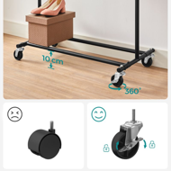 Stojan na oblečení INEZ na kolečkách, max.90kg, 83,5x45x160cm, černá