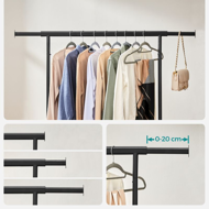 Stojan na oblečení INEZ na kolečkách, max.90kg, 83,5x45x160cm, černá