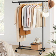 Stojan na oblečení INEZ na kolečkách, max.90kg, 83,5x45x160cm, černá