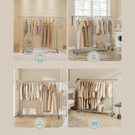 Stojan na oblečení DOLLY na kolečkách, max. 150 kg, 45x160-200x161,5cm, stříbrná