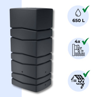 Sud na dešťovou vodu AQUA TOWER, 650l, antracitová