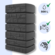 Sud na dešťovou vodu TOWER STONE, 500l, antracitová