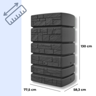 Sud na dešťovou vodu TOWER STONE, 500l, antracitová