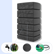 Sud na dešťovou vodu TOWER STONE, 500l, antracitová