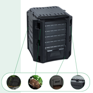 Zahradní kompostér COMPOGREEN, 380l, černá