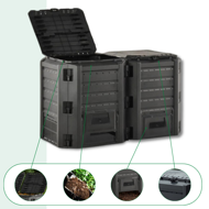 Zahradní kompostér COMPOGREEN, 800l, černá