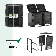 Zahradní kompostér COMPOGREEN, 800l, černá