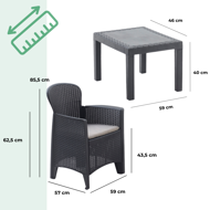 Zahradní set JUNGLE, 4-dílný, antracitová