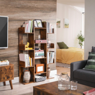 Police/regál na knihy ODIN v industriálním stylu, 86x25x140 cm, hnědá