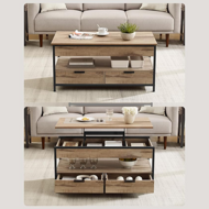 Výškově nastavitelný konferenční stolek GASPAR, 50x100x(48-63)cm, camel hnědá/černá