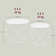 Set konferenčních stolků VERA,50x40cm/40x36cm, bílá