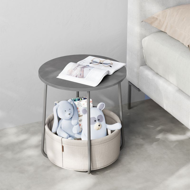 Kulatý stolek s úložným košem COLETTE, 45x50cm, šedá/bílá