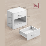 Noční stolek COSTA, 28x39x41cm, bílá