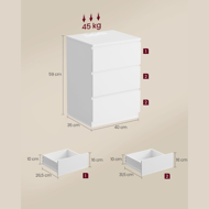 Noční stolek s funkcí nabíjení ZION, 35x40x59 cm, bílý