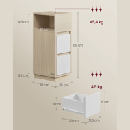 Noční stolek ROBIN, 30x25x65cm, bílá/béžová