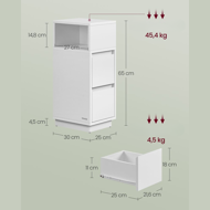 Noční stolek ROBIN, 30x25x65cm, bílá
