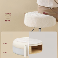 Výškově nastavitelná stolička AURA k toaletnímu stolku, Ø35cm, krémová