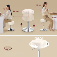 Výškově nastavitelná stolička AURA k toaletnímu stolku, Ø35cm, krémová