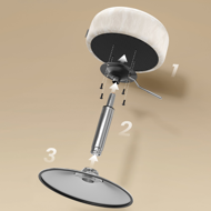 Výškově nastavitelná stolička AURA k toaletnímu stolku, Ø35cm, krémová