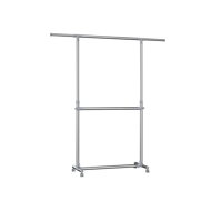 Stojan na oblečení dvoustupňový JASON 93x49x113-198cm, stříbrná