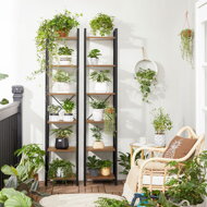 Policový regál na knihy NOEL, 40x30x187, 5cm, černá/hnědá