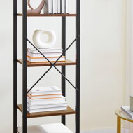 Policový regál na knihy NOEL, 40x30x187, 5cm, černá/hnědá