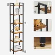 Policový regál na knihy NOEL, 40x30x187, 5cm, černá/hnědá