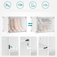 Organizér na boty KIMBERLY, 10 boxů, bílá/průhledná