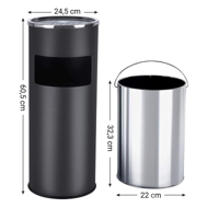 Stojanový popelník s odpadkovým košem SMOKE, 60,5x24,5cm, černá