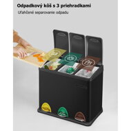 Sada tří nerezových košů na recyklaci odpadu 8 litrů
