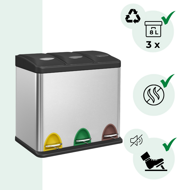 Koš na třídění odpadu SORT 24l (3x8l), ocelová