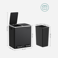 Koš na separování odpadu SORT, 2x15 l, černá