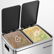 Koš na třídění odpadu SORT 30l (2×15l), stříbrná/černá