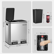 Koš na třídění odpadu SORT 30l (2×15l), stříbrná/černá