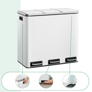 Koš na třídění odpadu SORT 54l (3x18 l) + pytle na odpadky, bílá
