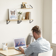 Nástěnné konzolové police ABBY, 3ks, 30/35/40x12cm. černá/světlá hnědá