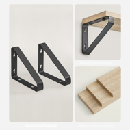 Nástěnné konzolové police ABBY, 3ks, 30/35/40x12cm. černá/světlá hnědá