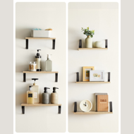 Nástěnné konzolové police ABBY, 3ks, 30/35/40x12cm. černá/světlá hnědá