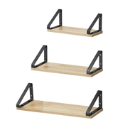 Nástěnné konzolové police ABBY, 3ks, 30/35/40x12cm. černá/světlá hnědá