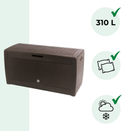 Odkladací box RATO, 310l, 119x48x60cm, hnědá