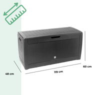 Odkládací box RATO, 310l, 119x48x60cm, antracitová