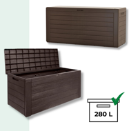 Úložný box WOODEBOX, 280L, 120x46x57cm, tmavě hnědá