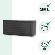 Zahradní úložný box WOODEBOX, 280L, 120x46x57cm, antracitová